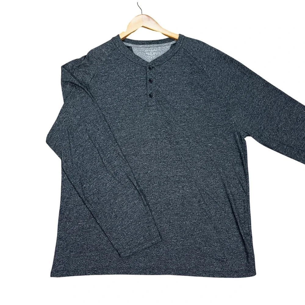 Banana Republic Mens XL Charcoal Gray Heathered Long Sleeve Quick Dry Henley EUC